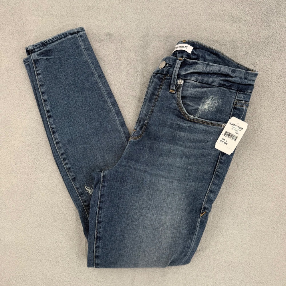 Good‎ American Good Legs Crop Skinny Jeans Blue Distressed High Rise Size 4/27